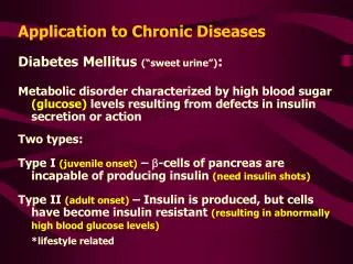 Application to Chronic Diseases