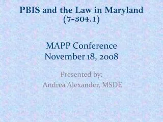 MAPP Conference November 18, 2008