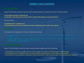 INDEMNITY AND GUARANTEE Definition not exhaustive