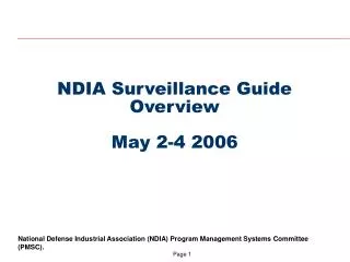 NDIA Surveillance Guide Overview May 2-4 2006