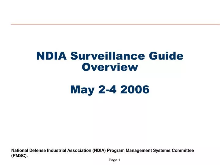 ndia surveillance guide overview may 2 4 2006