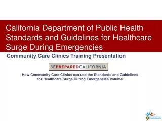 How Community Care Clinics can use the Standards and Guidelines