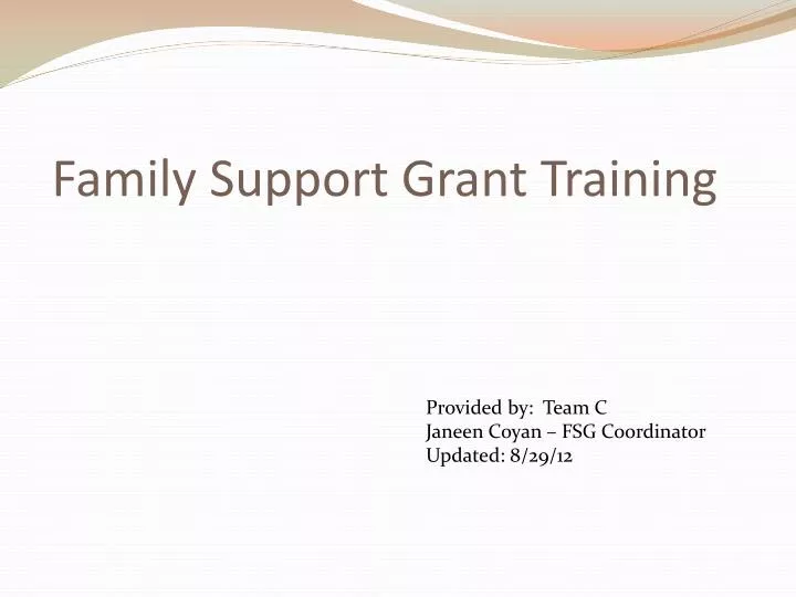 family support grant training
