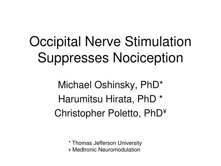 occipital nerve stimulation suppresses nociception