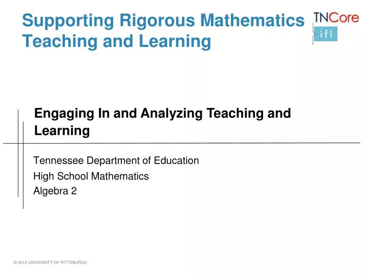 supporting rigorous mathematics teaching and learning