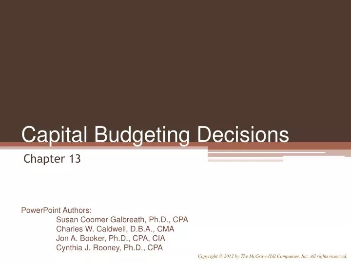 capital budgeting decisions