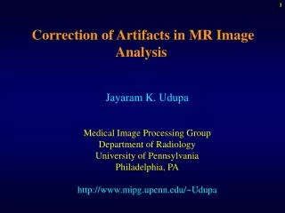 Correction of Artifacts in MR Image Analysis