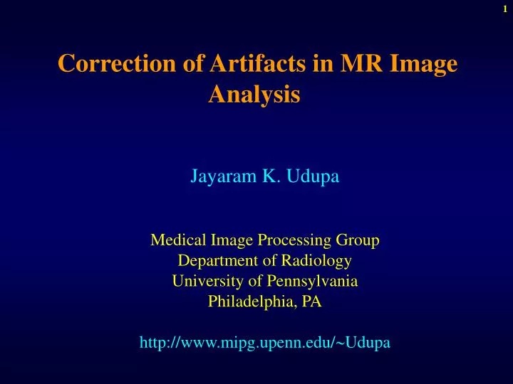 correction of artifacts in mr image analysis