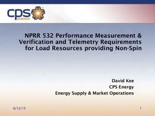David Kee CPS Energy Energy Supply &amp; Market Operations