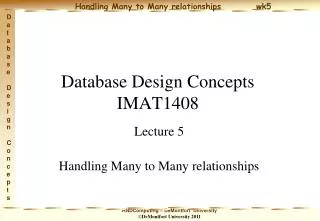 Database Design Concepts IMAT1408