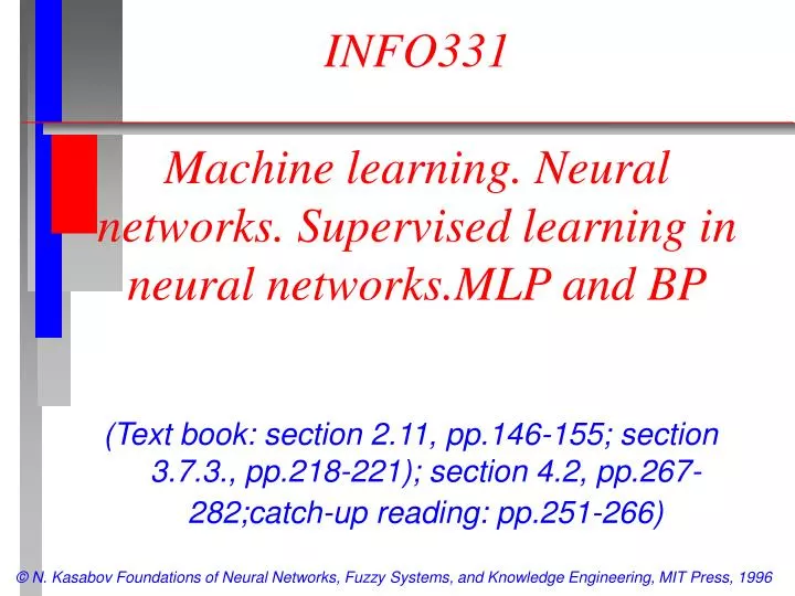 info331 machine learning neural networks supervised learning in neural networks mlp and bp