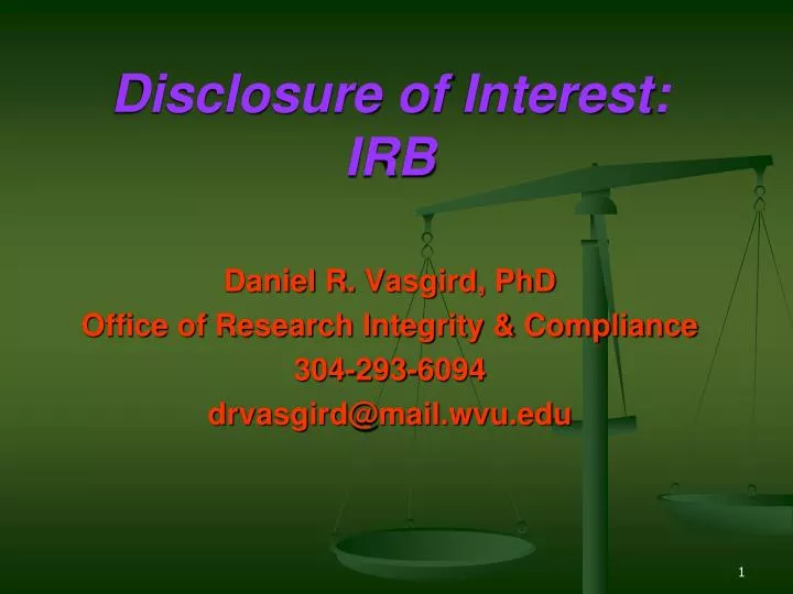 disclosure of interest irb