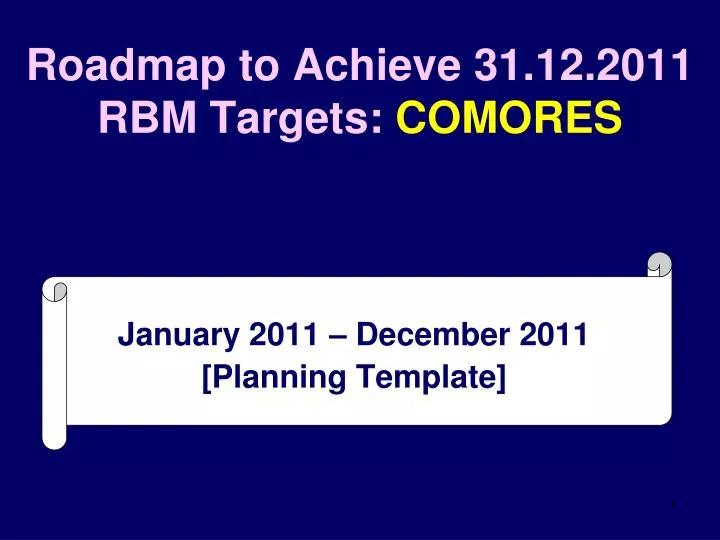 roadmap to achieve 31 12 2011 rbm targets comores