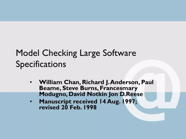 model checking large software specifications