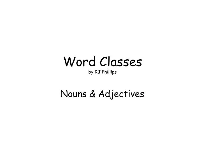 word classes by rj phillips