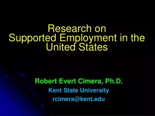 Research on Supported Employment in the United States