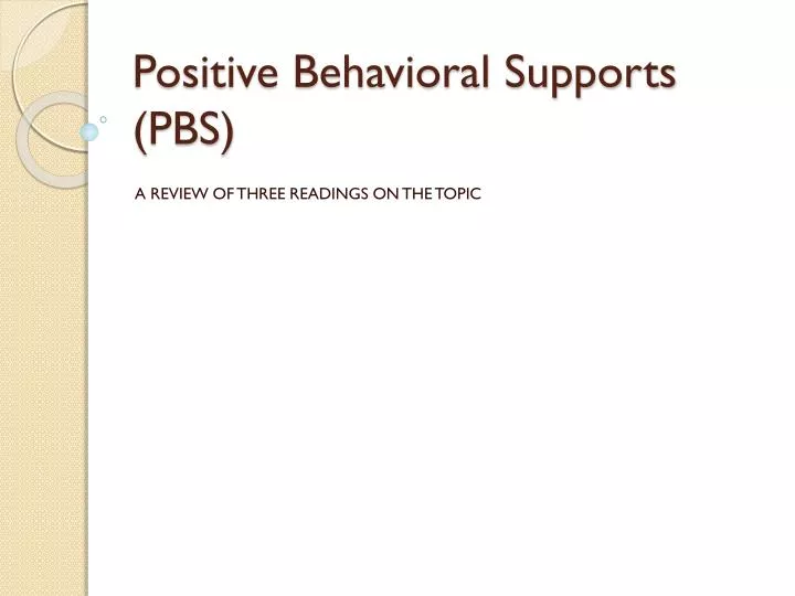 positive behavioral supports pbs