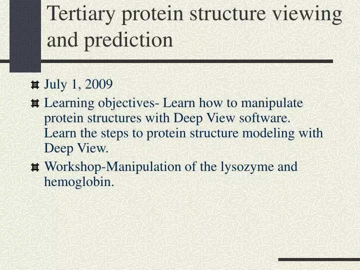tertiary protein structure viewing and prediction