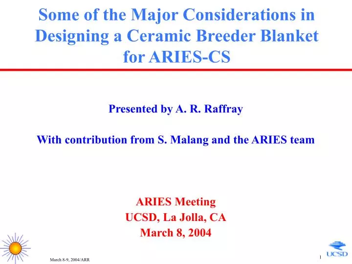 some of the major considerations in designing a ceramic breeder blanket for aries cs