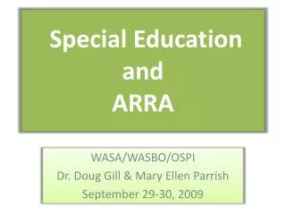 Special Education and ARRA
