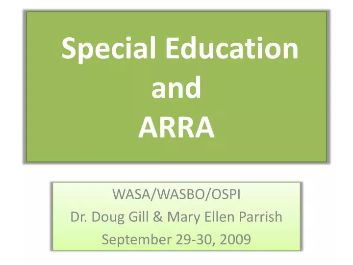 special education and arra