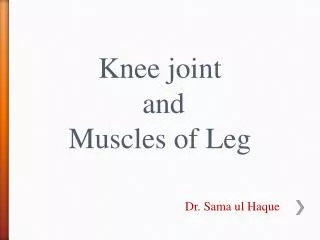 Knee joint and Muscles of Leg