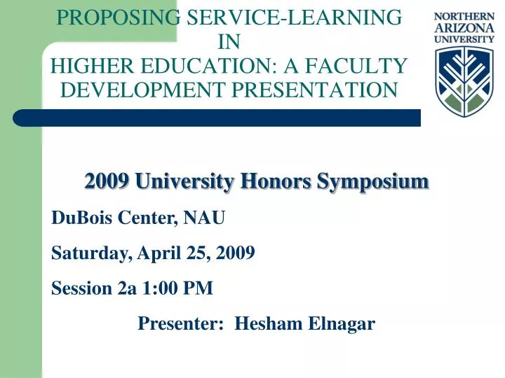 proposing service learning in higher education a faculty development presentation