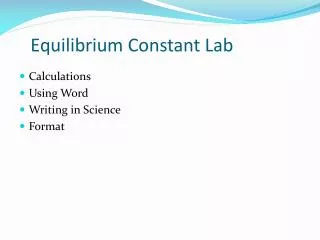Equilibrium Constant Lab