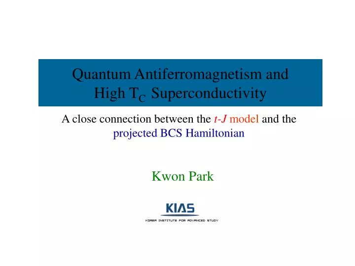 quantum antiferromagnetism and high t c superconductivity