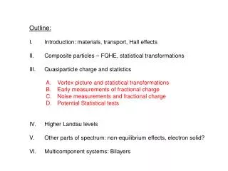 Outline: Introduction: materials, transport, Hall effects