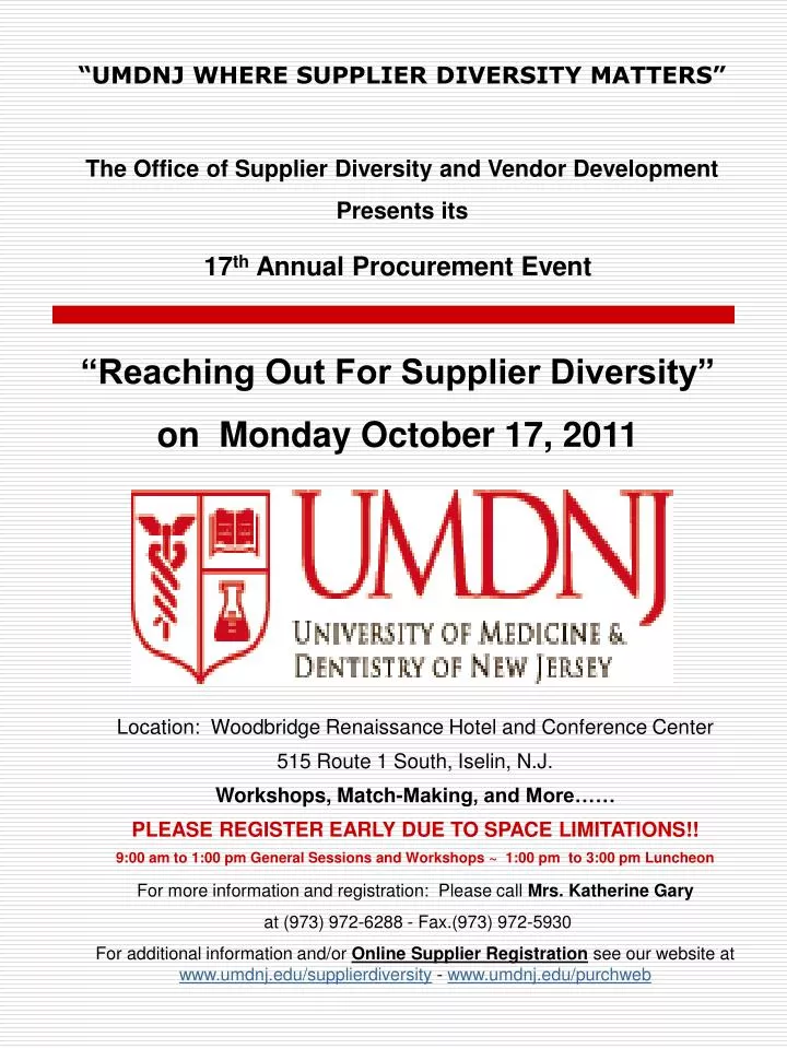 umdnj where supplier diversity matters