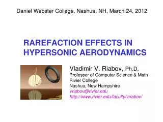RAREFACTION EFFECTS IN HYPERSONIC AERODYNAMICS