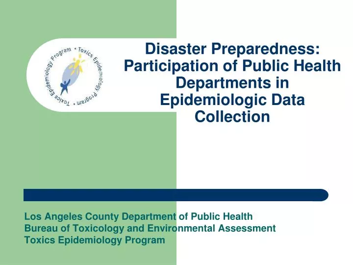 disaster preparedness participation of public health departments in epidemiologic data collection