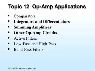 Topic 12 Op-Amp Applications
