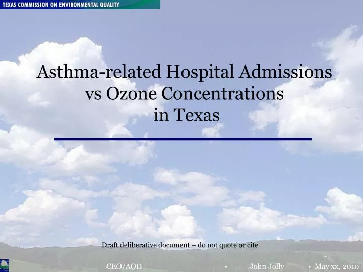 asthma related hospital admissions vs ozone concentrations in texas