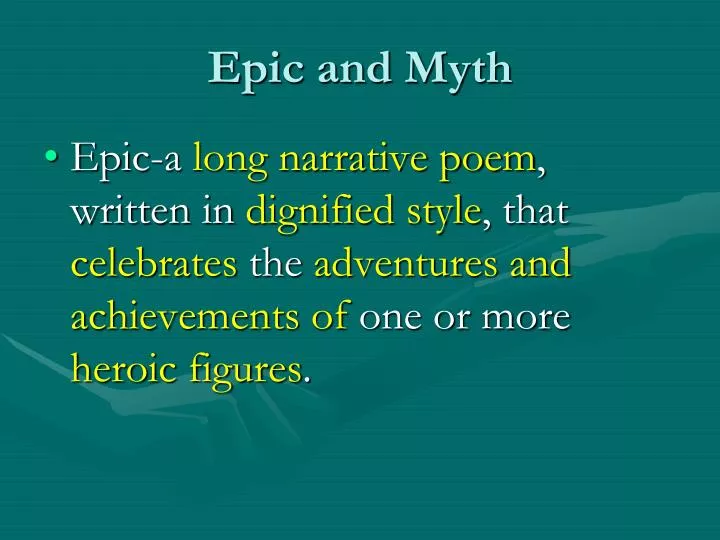 epic and myth
