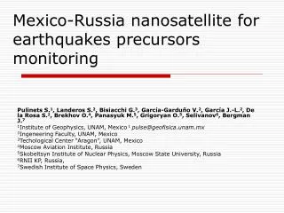 Mexico-Russia nanosatellite for earthquakes precursors monitoring