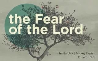 John Barclay | Mickey Rapier Proverbs 1:7