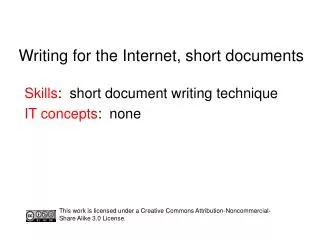 Writing for the Internet, short documents