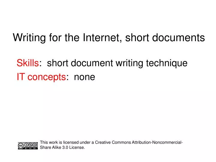 writing for the internet short documents