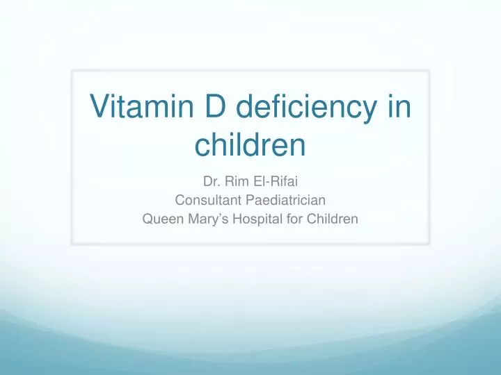 vitamin d deficiency in children