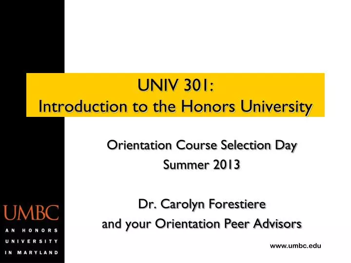 univ 301 introduction to the honors university