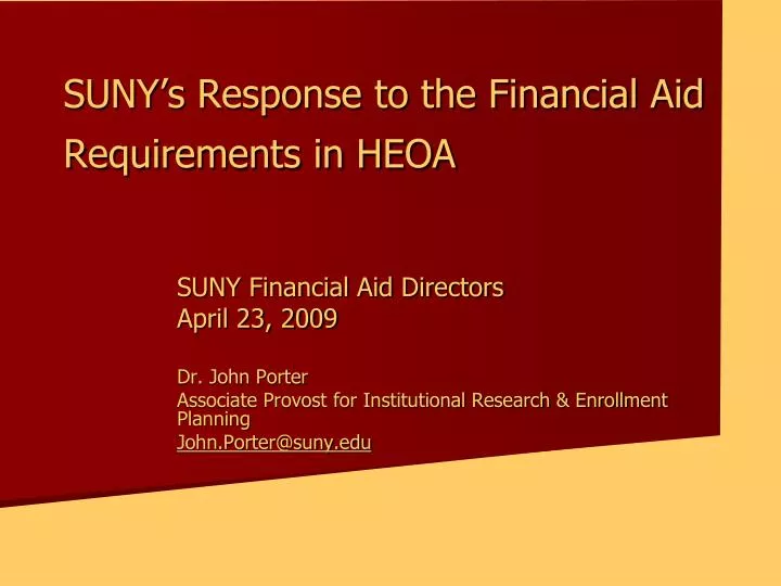 suny s response to the financial aid requirements in heoa