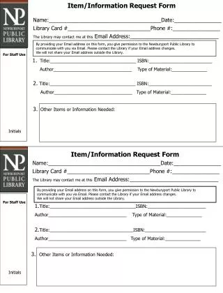 Item/Information Request Form