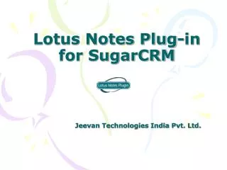 Lotus Notes Plug-in for SugarCRM