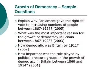 growth of democracy sample questions