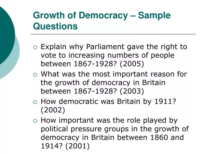 growth of democracy sample questions
