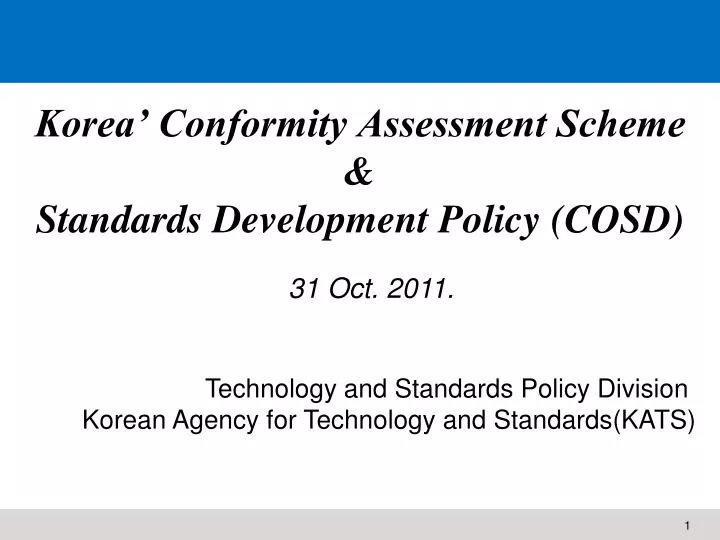 korea conformity assessment scheme standards development policy cosd