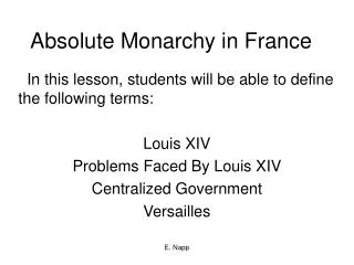 Absolute Monarchy in France