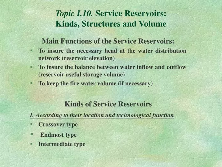 topic i 10 service reservoirs kinds structures and volume